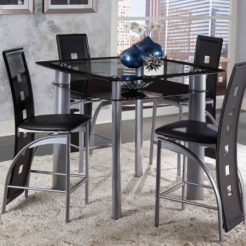 SONA Counter Height Group 7 Pc Dining set Silver