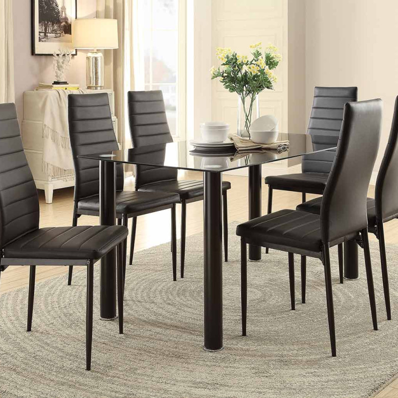 FLORIAN Group 7 Pc Dining set Black