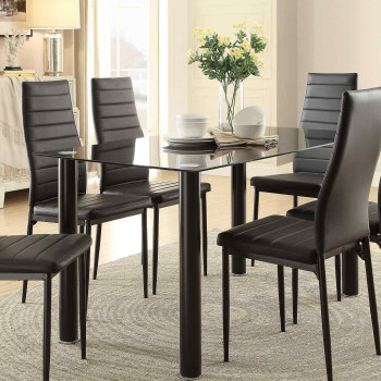 FLORIAN Dining Table Glass Top Black