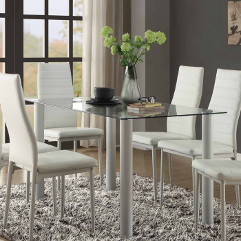 FLORIAN Dining Table Glass Top White
