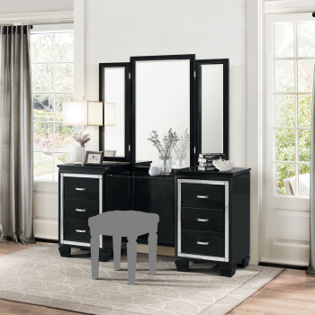 ALLURA Vanity Dresser with Mirror Black