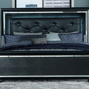 ALLURA Eastern King Bed, LED Lighting Black