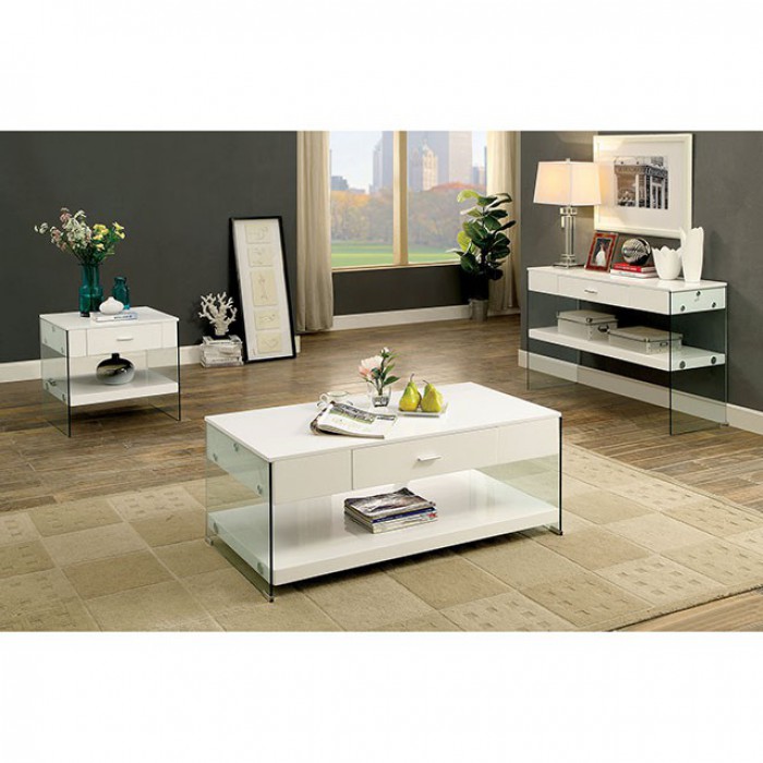 RAYA 3PC SETS COFFEE + End Table + Sofa TableTABLE White