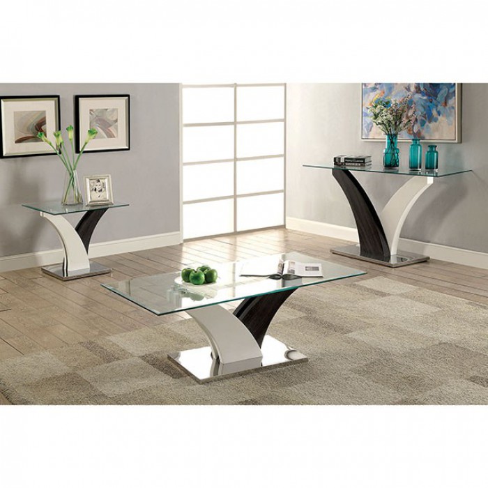 SLOANE 3PC SETS SOFA TABLE +End Table + Coffee Table White/Dark Gray