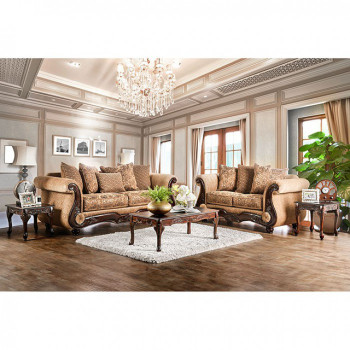 NICANOR 2PC SETS SOFA + LOVE SEAT Tan/Gold