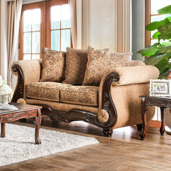 NICANOR LOVE SEAT Tan/Gold