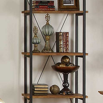 Factory Bookcase -Solid Wood Shelves - Rustic Brown