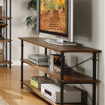 Factory Sofa Table - Solid Top - Rustic Brown
