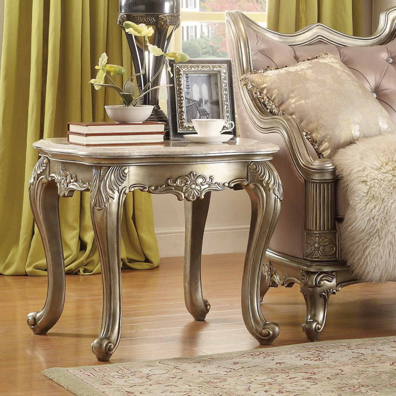 Fiorella End Table - Silver/Gold