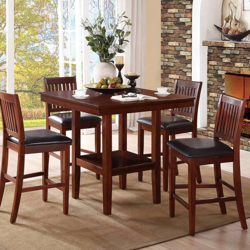 Galena 5-Piece Pack Counter Height Dining Set - Warm Cherry