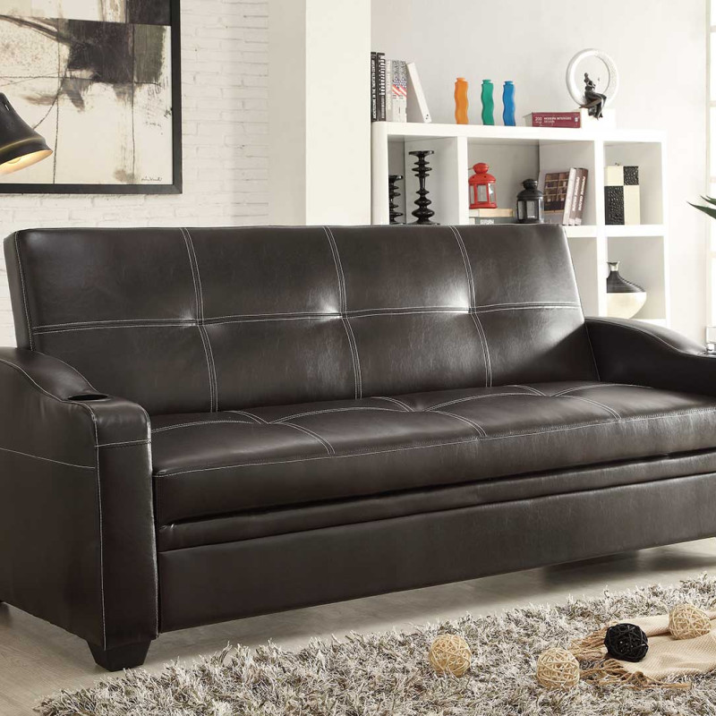 Caffrey Elegant Lounger Sofa Bed - Dark Brown