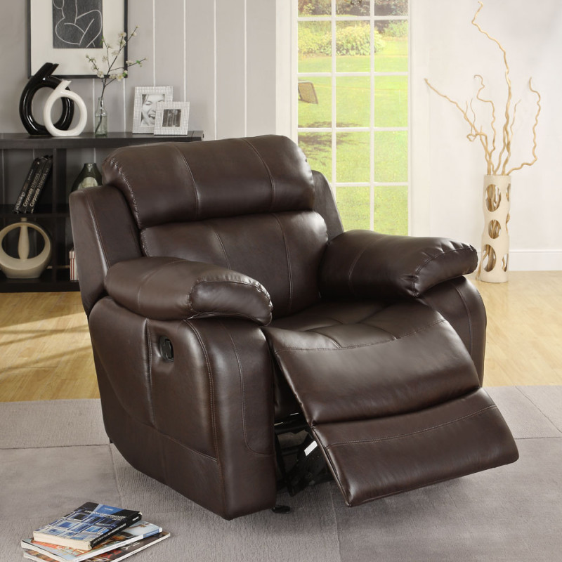 Marille Chair Glider Recliner - Dark Brown - Bonded Leather Match