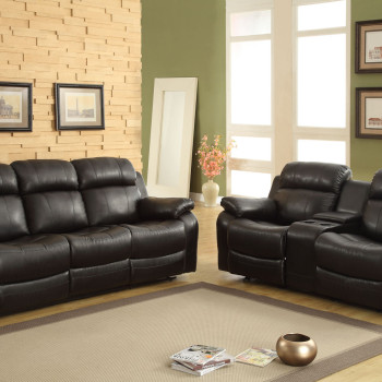 Marille 2PC SET SOFA+ LOVESEAT - Black - Bonded Leather Match