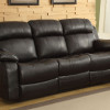 Marille Recliner Sofa with Drop Center Cup Holder - Black - Bonded Leather Match