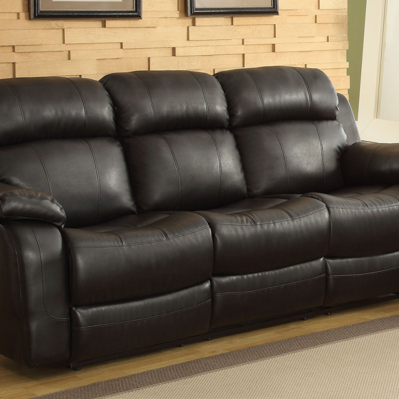 Marille Recliner Sofa with Drop Center Cup Holder - Black - Bonded Leather Match