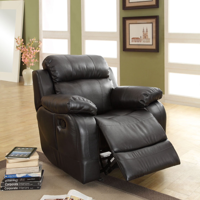 Marille Chair Glider Recliner - Black - Bonded Leather Match