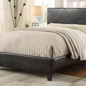 De Leon Upholstered Platform Queen Bed - Dark brown Bi-Cast Vinyl