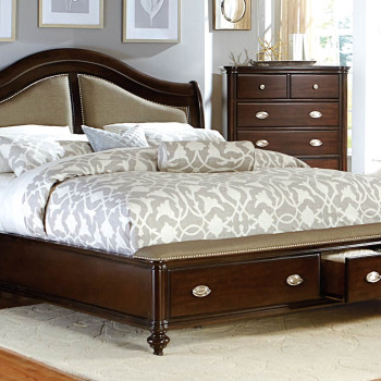 Homelegance Marston Upholstered Platform Storage Bed - Dark Cherry 2615DC-1