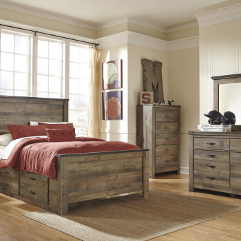 B446 Trinell Full Panel Under Bed Storage w/Side Rail Bedroom Sets 4 Piece