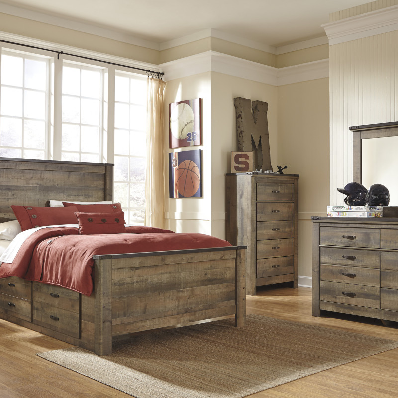 B446 Trinell Full Panel Under Bed Storage w/Side Rail Bedroom Sets 4 Piece