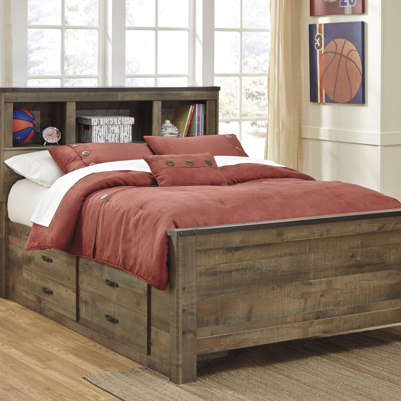 B446 Trinell Full Panel Bookcase Under Bed Storage w/Side Rail