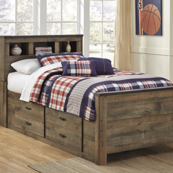 B446 Trinell Twin Panel Bookcase Under Bed Storage w/Side Rail