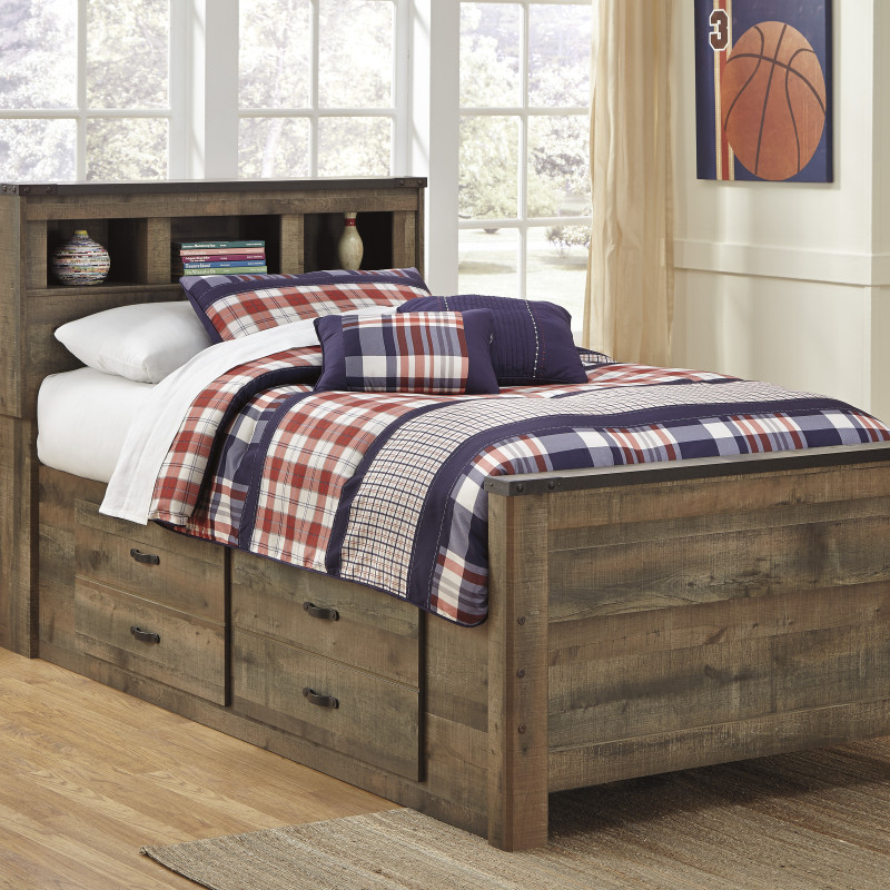 B446 Trinell Twin Panel Bookcase Under Bed Storage w/Side Rail