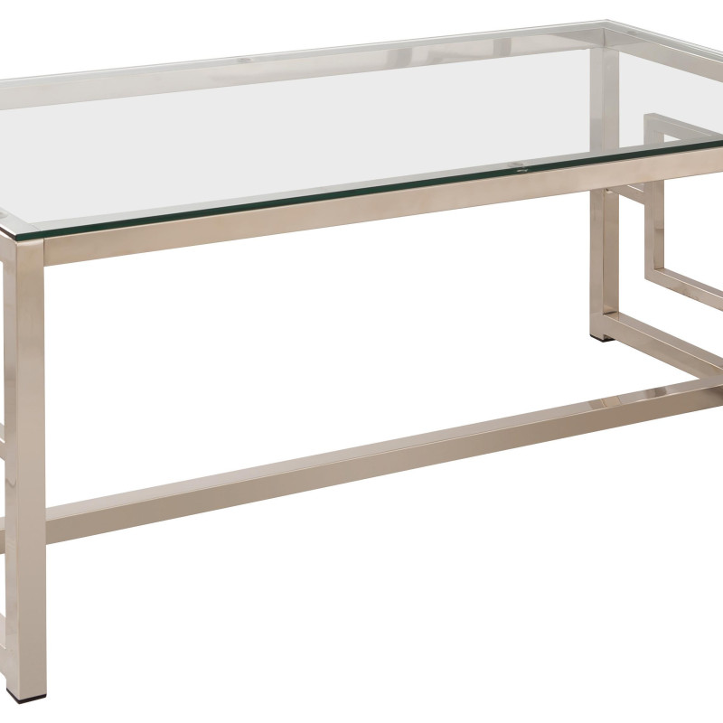 Occasional Group Contemporary Metal Coffee Table with Glass Table Top & Geometric Motif