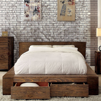 JANEIRO Cal.King Bed - Rustic Natural Tone