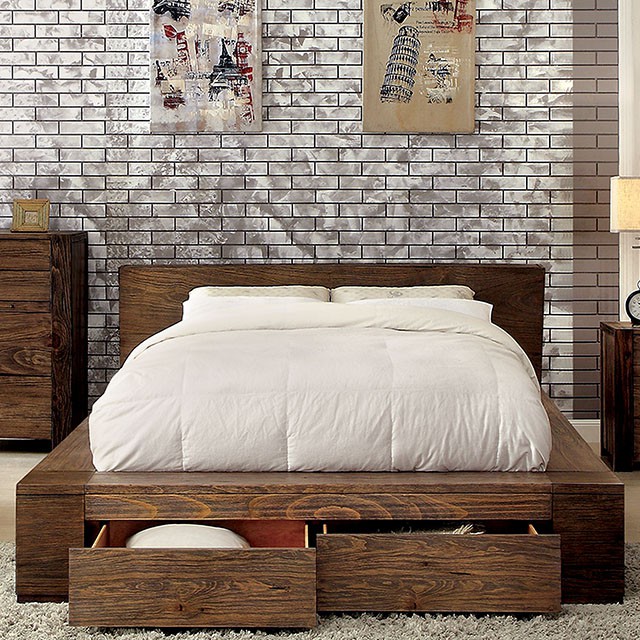 JANEIRO Cal.King Bed - Rustic Natural Tone