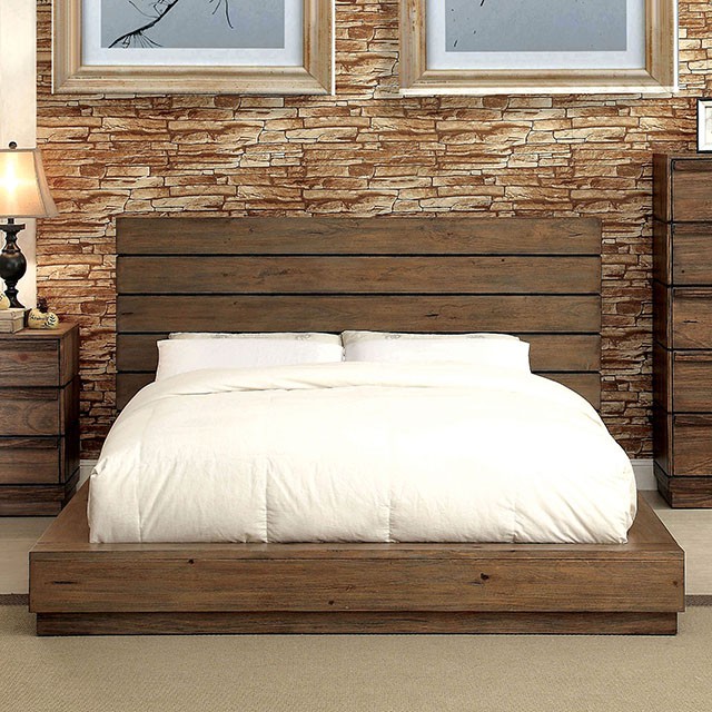 COIMBRA E.King Bed - Rustic Natural Tone