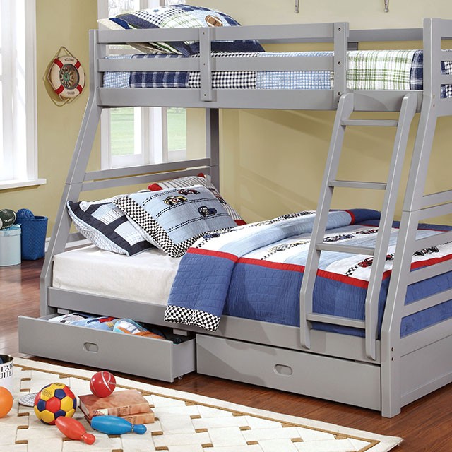 CALIFORNIA III TWIN/FULL BUNK BED, GRAY