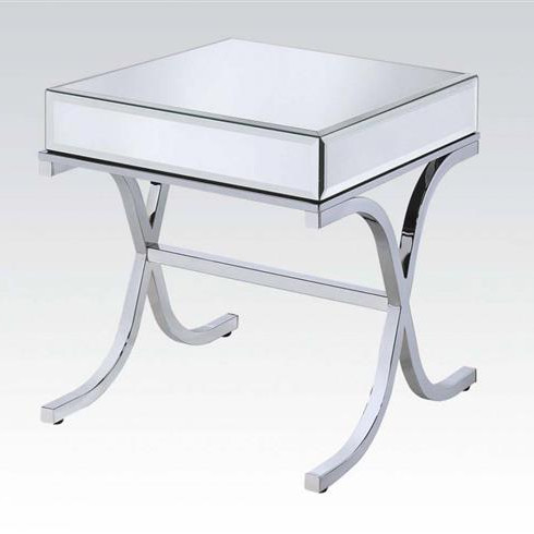 Yuri Metal Beveled Glass Metal End Table