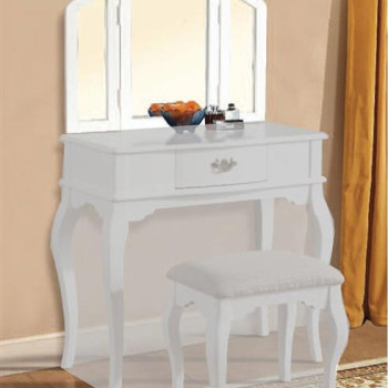 Maren White Solid Wood Glass Tri Fold Mirror