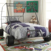 Xander Metal Racing Car Twin Bed w/Gunmetal Color & Wheels