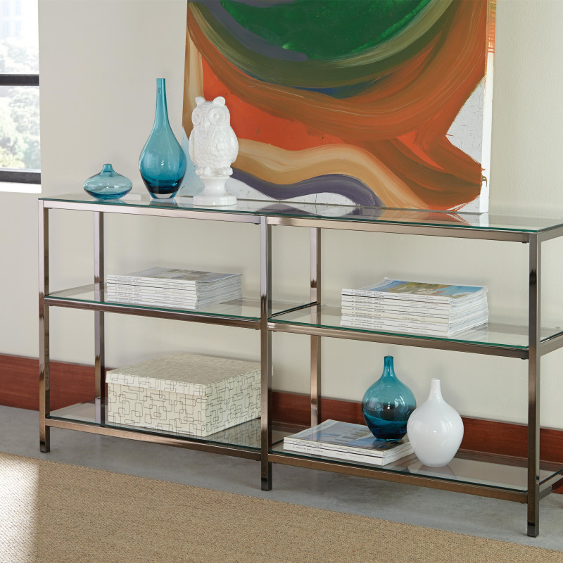 Bookcases Industrial Metal Bookcase/Console with Glass Shelves