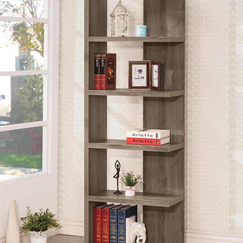 Bookcases Weathered Grey Semi-Backless Bookcase