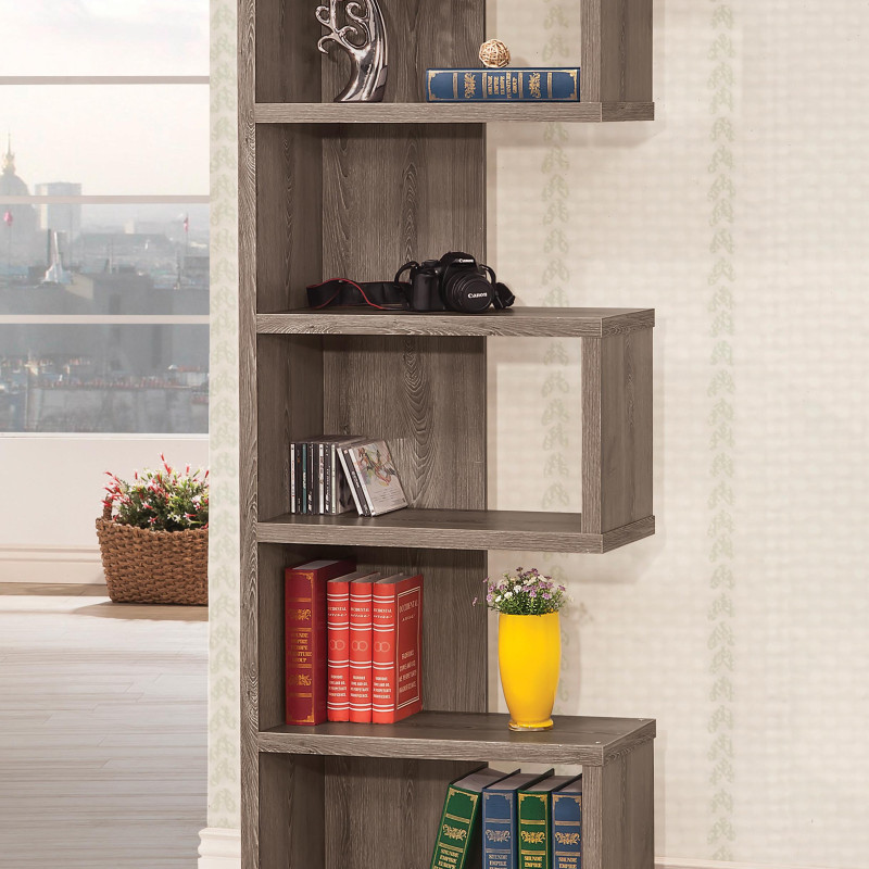 Bookcases Weathered Grey Semi-Backless Bookcase
