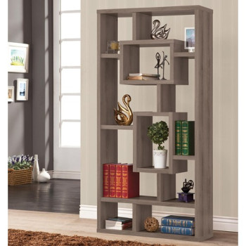 Bookcases Weathered Grey Geometric Cubed Rectangular Bookcase