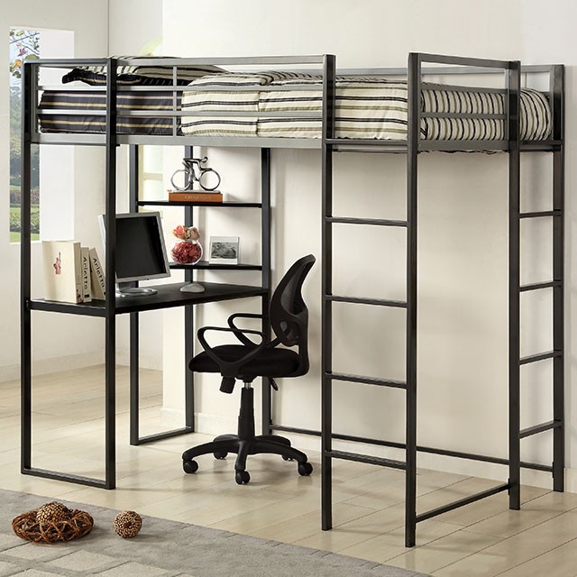Sherman Full Bed/Workstation Silver & Gun Metal CM-BK1098F