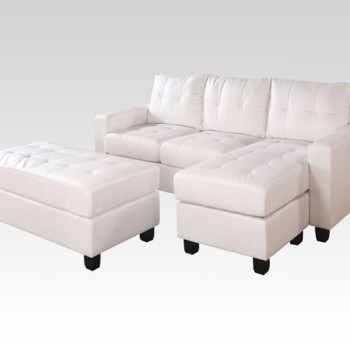 Lyssa White Reversible Sectional & Ottoman