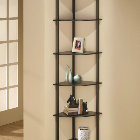Bookcases Corner Bookshelf in Dark Finish