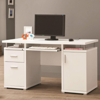 Desks White Computer Desk with 2 Drawers & Cabinet