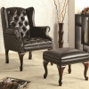 Accent Seating Traditional Wing Back Button Tufted Chair and Ottoman