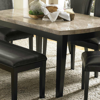 Cristo Dining Table - Black Wood - Marble Top
