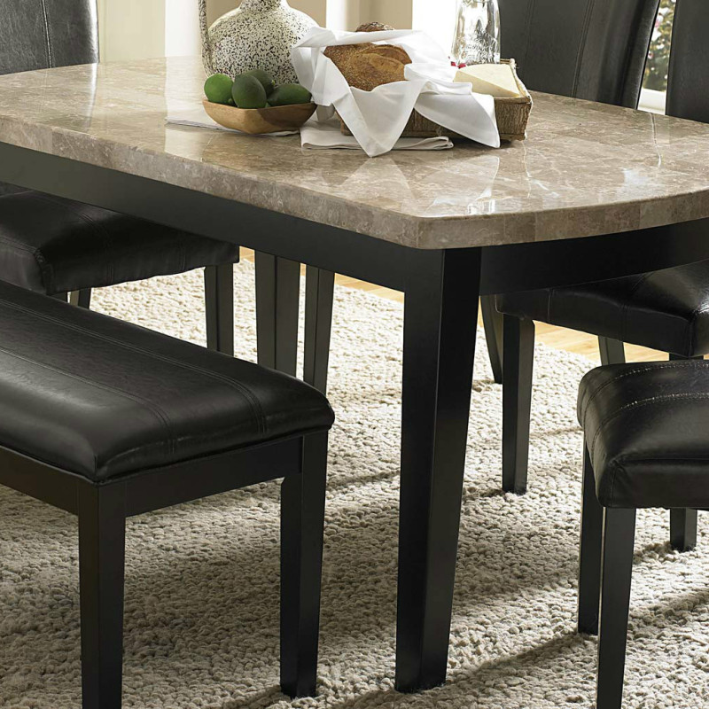Cristo Dining Table - Black Wood - Marble Top