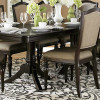 Marston Double Pedestal Dining Set - Neutral tone fabric - Dark Cherry 7pc set (TABLE + 2 ARM CHAIRS + 4 SIDE CHAIRS)