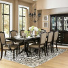 Marston Double Pedestal Dining Set - Neutral tone fabric - Dark Cherry 7pc set (TABLE + 2 ARM CHAIRS + 4 SIDE CHAIRS)