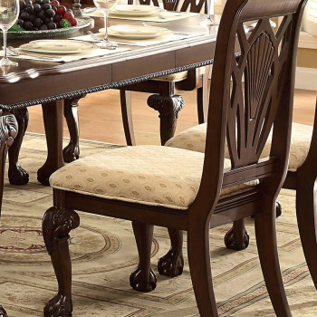 Norwich Side Chair - Beige Fabric - Warm Cherry