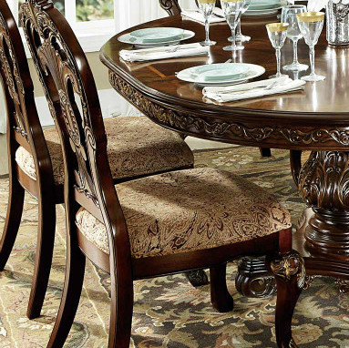 Deryn Park Double Pedestal Dining Set - Cherry 7pc set (TABLE + 2 ARM CHAIRS + 4 SIDE CHAIRS)